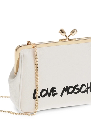 Moschino logo-print clutch bag - White