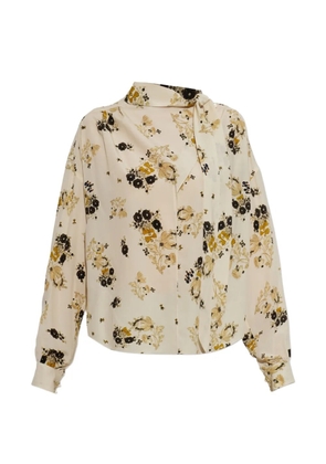ISABEL MARANT floral-print tie-neck top - Neutrals