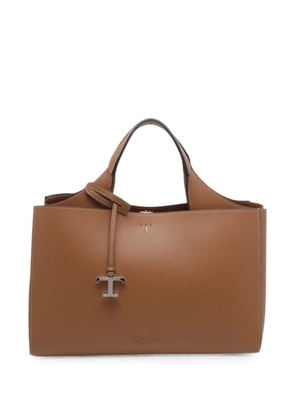 Tod's logo-charm leather tote bag - Brown