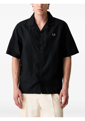 Fred Perry embroidered-logo camp-collar shirt - Black