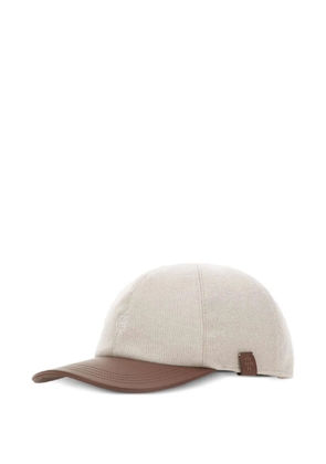 Eleventy leather-brim wool baseball cap - Neutrals