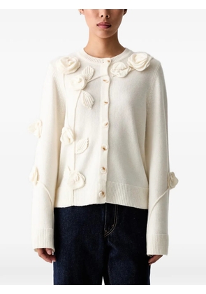 FARM Rio floral-appliqué button-up cardigan - Neutrals