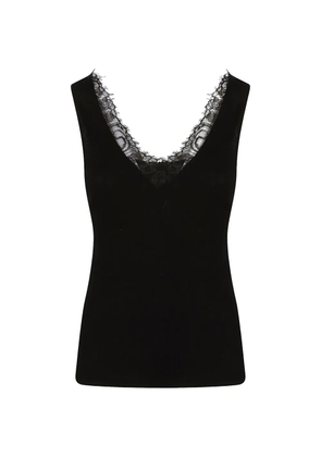 PINKO lace-trim ribbed top - Black