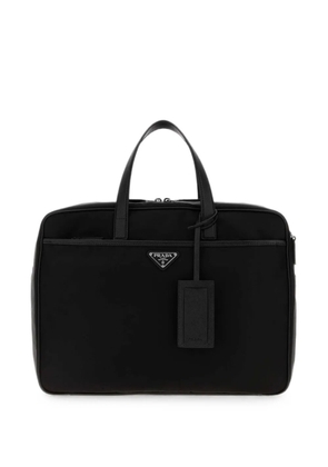 Prada saffiano leather-trim briefcase - Black