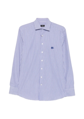 ETRO vertical-stripe logo-embroidered shirt - White