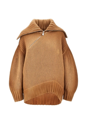 The Attico ribbed-knit asymmetric-hem knitwear - Neutrals