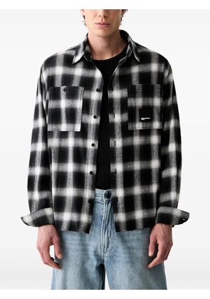 Karl Lagerfeld Jeans check-pattern logo-patch shirt - Black