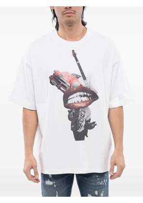 John Richmond rhinestone-embellished graphic-print T-shirt - White