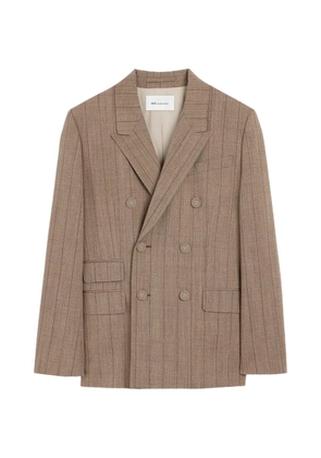 AMI Paris double breasted striped wool blazer - Brown