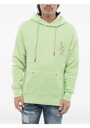 John Richmond embroidered logo brushed hoodie - Green