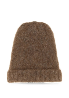 Maison Margiela Four Stitches brushed-finish beanie hat - Brown