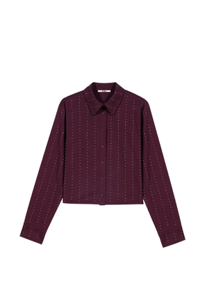 Maje cropped rhinestone cotton shirt - Red