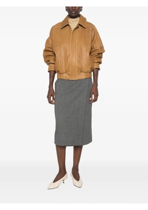 Ermanno Scervino herringbone-pattern wrap midi skirt - Grey