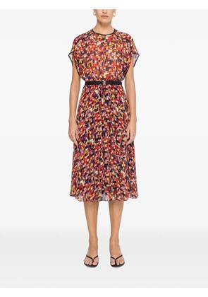 NISSA printed viscose midi dress - Red