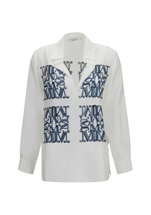 Max Mara monogram-print silk blouse - White