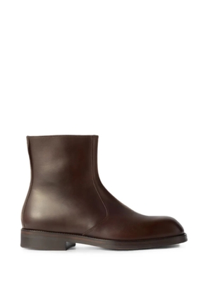 LEMAIRE zipped ankle boots in shiny leather - Brown