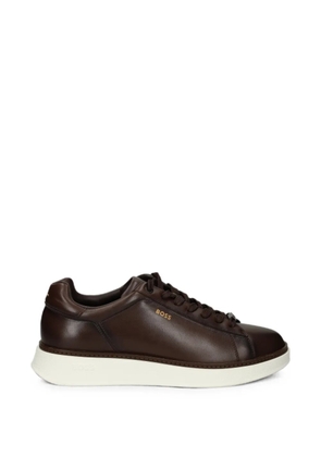 BOSS logo-print leather sneakers - Brown