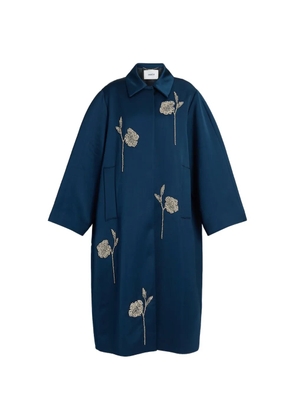 ERDEM embroidered satin coat - Blue