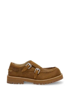Moschino buckle-strap whipstitch boat shoes - Brown