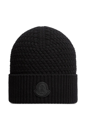 Moncler logo-patch beanie hat - Black