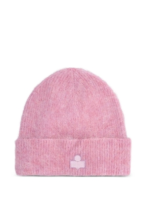 ISABEL MARANT logo-patch ribbed-knit beanie hat - Pink