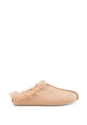 MM6 Maison Margiela faux-shearling Numeric-print slippers - Neutrals