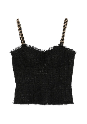 Balmain chain-strap tweed top - Black