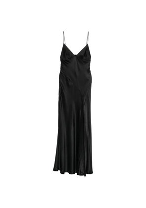 Alberta Ferretti satin-finish side-slit maxi dress - Black