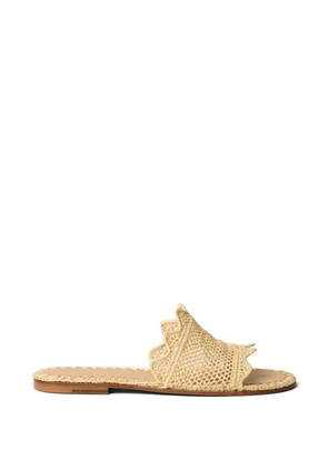 ODISSI Lucia scalloped raffia ballet flats - Neutrals
