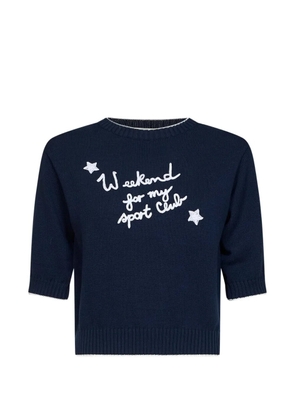 Weekend Max Mara slogan-embroidered short-sleeve sweater - Blue