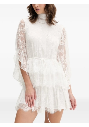 Bardot Nora lace-panelled tiered mini dress - White