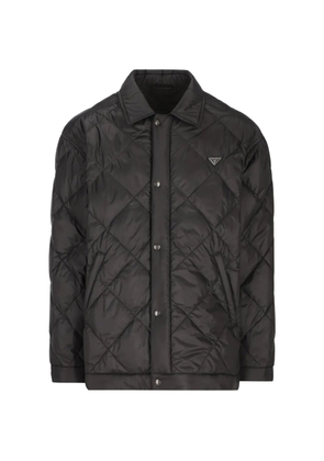 Prada quilted logo-plaque coat - Black