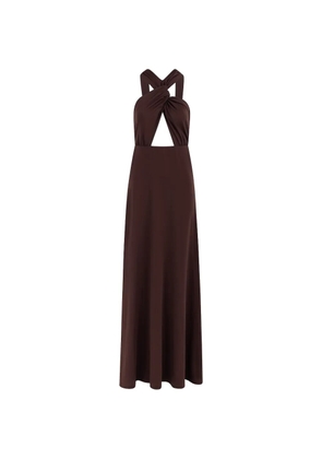 CAYET Naomi twist-detail cutout maxi dress - Brown