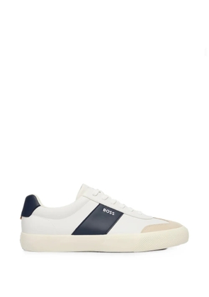BOSS suede-panelled logo-print sneakers - White