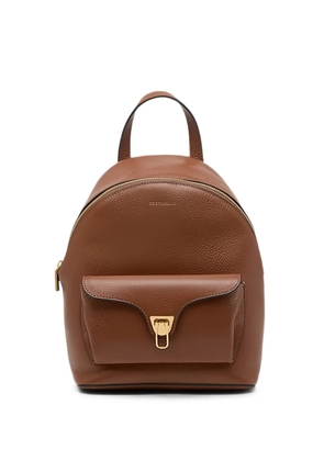 Coccinelle Beat Generation logo-print pebbled-leather backpack - Brown