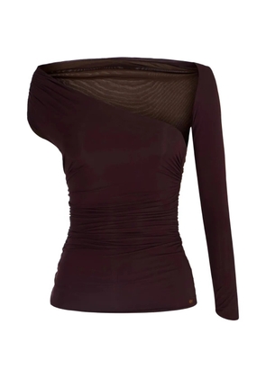 Elisabetta Franchi asymmetric ruched top - Brown