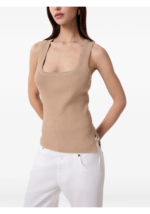 Gaëlle Paris ribbed lurex-trim top - Neutrals