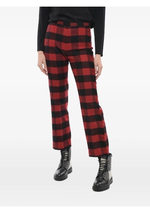 Woolrich checked-pattern frayed-edge trousers - Red