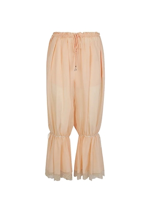 Chloé lace-trimmed drawstring cropped trousers - Pink