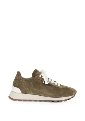 Brunello Cucinelli bead-embellished suede sneakers - Brown