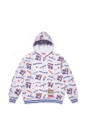 Supreme x Mitchell & Ness NBA logo-print zip-up hoodie - Grey