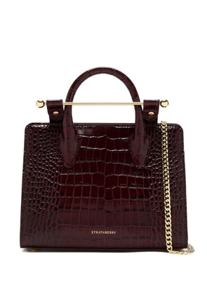 Strathberry small crocodile-embossed top-handle tote bag - Red
