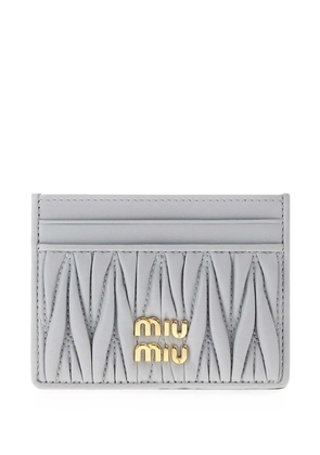 Miu Miu matelassé-effect card holder - Grey
