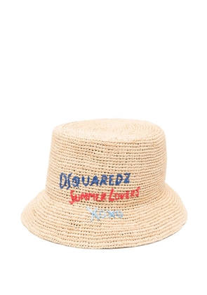DSQUARED2 logo-embroidered bucket hat - Neutrals
