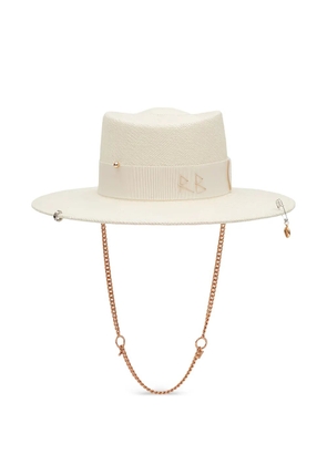 Ruslan Baginskiy Gambler chain-strap straw hat - Neutrals