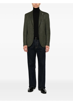 Luigi Bianchi herringbone-weave notched-lapel blazer - Green
