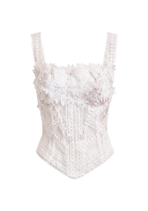 Gemy Maalouf floral-applique lace corset top - White