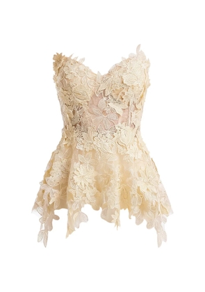 Gemy Maalouf floral-appliqué peplum corset - Neutrals