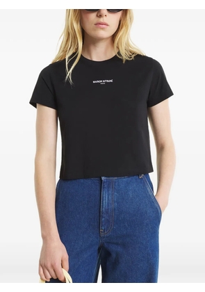 Maison Kitsuné logo-print cropped T-shirt - Black