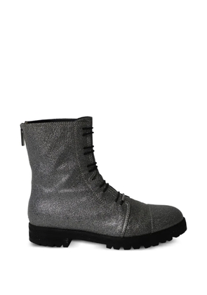 Jimmy Choo Pre-Owned glitter-detail lace-up combat boots - Silver